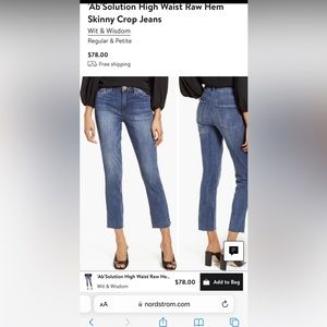 BNWT wit and wisdom jeans size 4